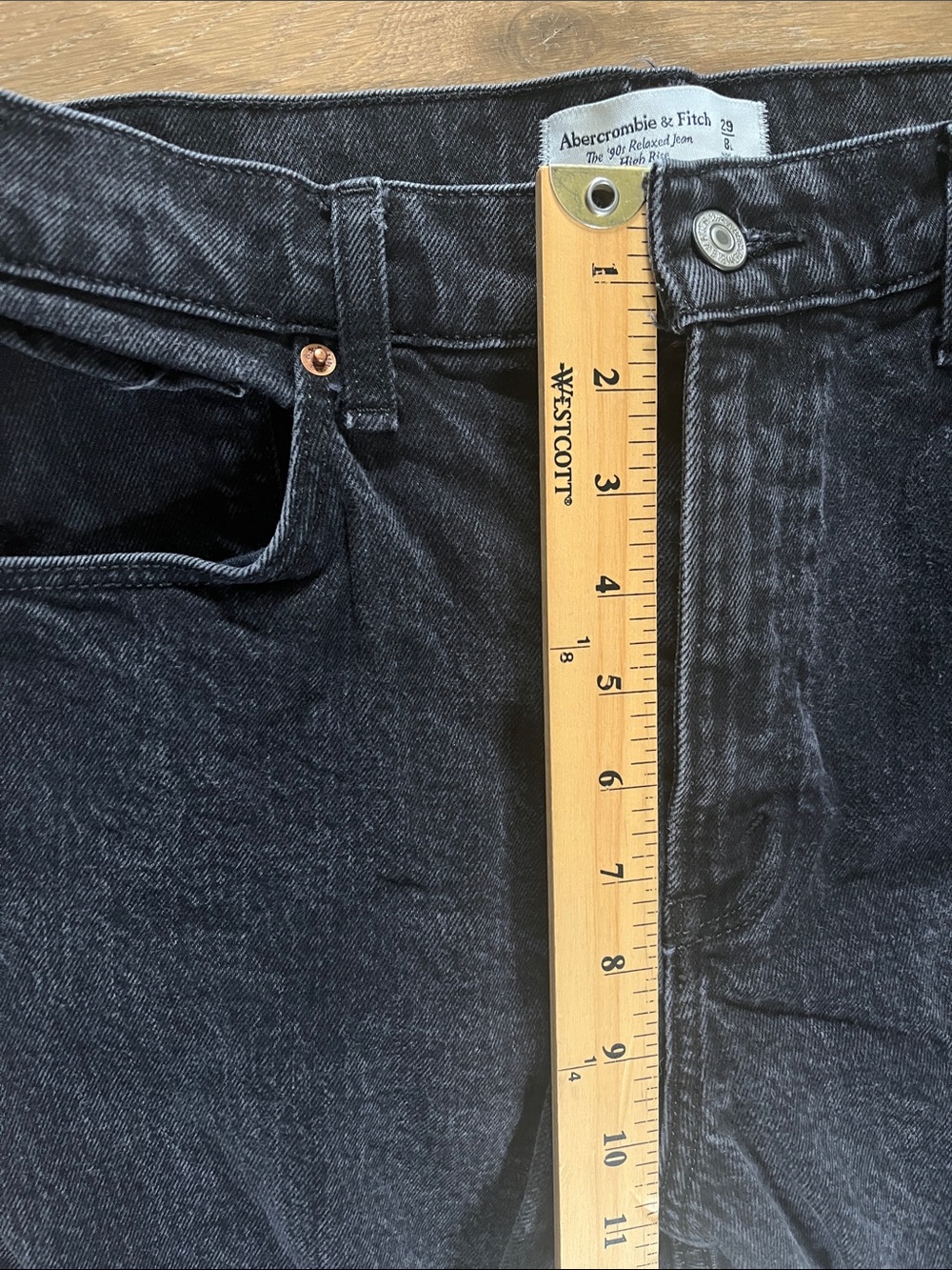 Abercrombie & Fitch 90’s Relaxed High Rise Jeans in Black size 29/8 long - Picture 5 of 8